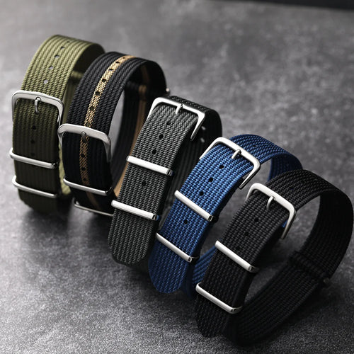 Horlo Ribbed Nylon NATO Strap – Black | 18mm, 20mm & 22mm