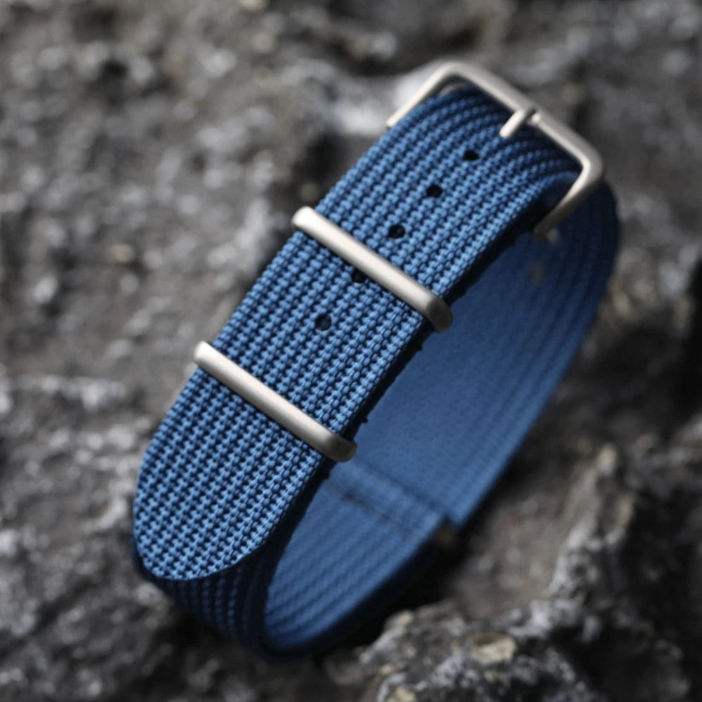 Horlo Ribbed Nylon NATO Strap – Blue | 18mm, 20mm & 22mm