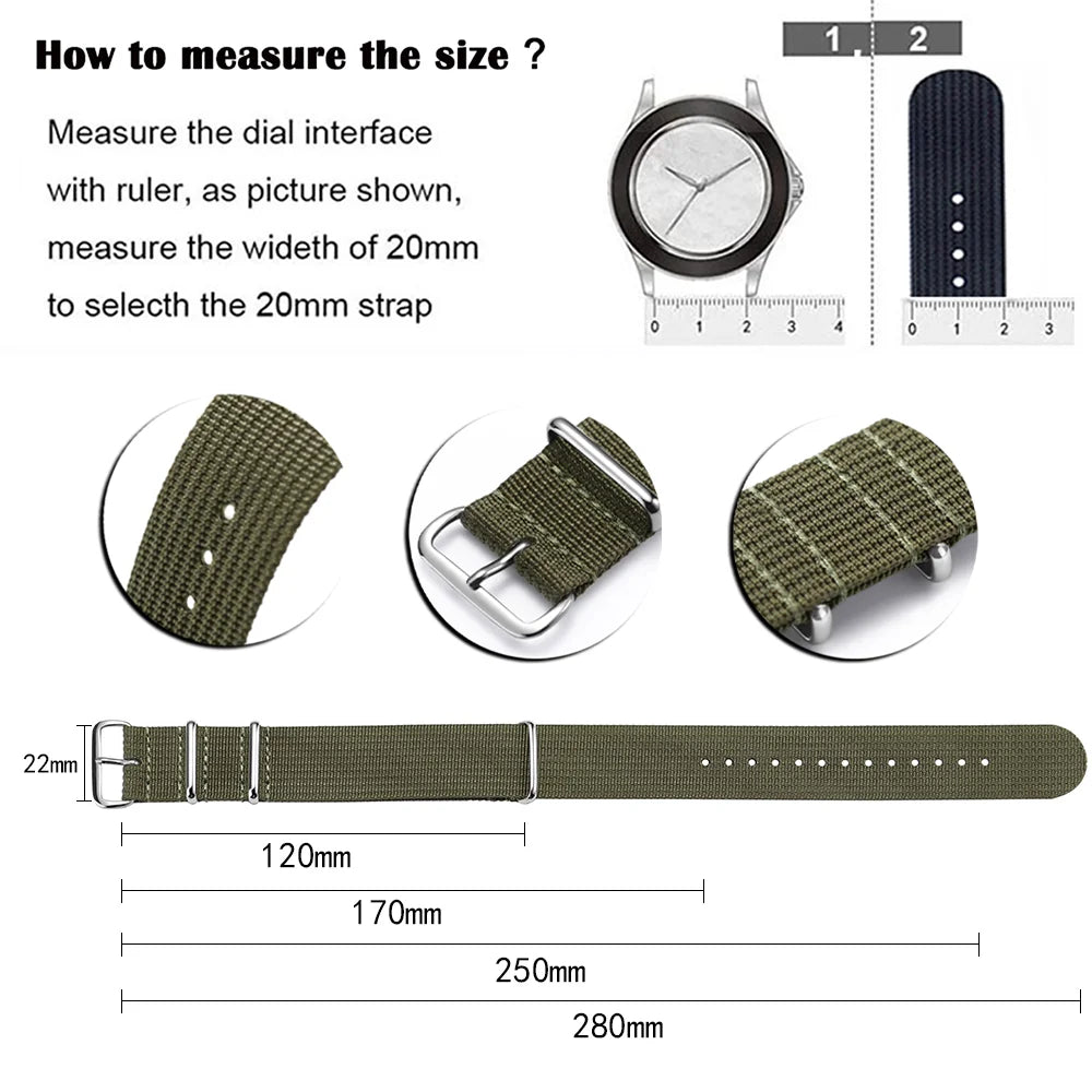 Horlo Ribbed Nylon NATO Strap – Green | 18mm, 20mm & 22mm