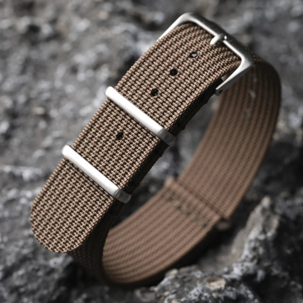 Horlo Ribbed Nylon NATO Strap – Brown | 18mm, 20mm & 22mm