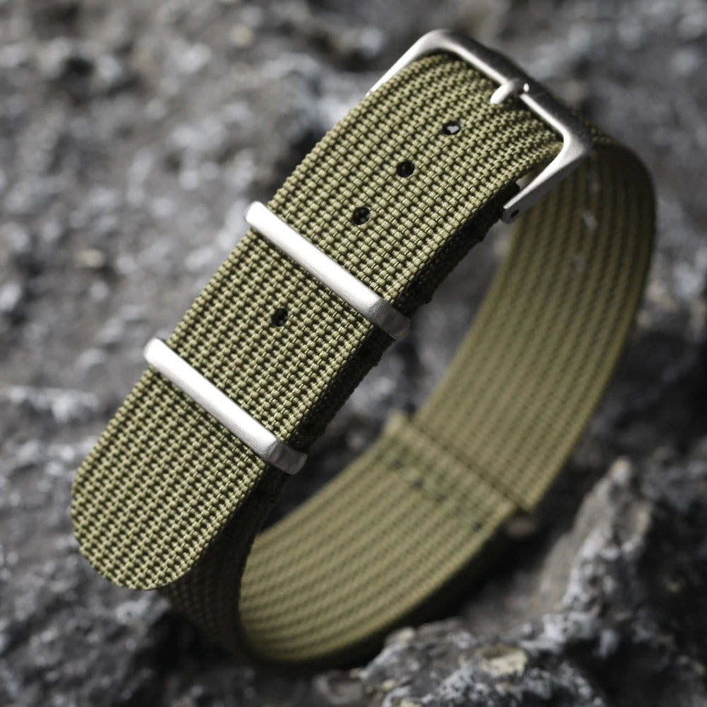 Horlo Ribbed Nylon NATO Strap – Green | 18mm, 20mm & 22mm
